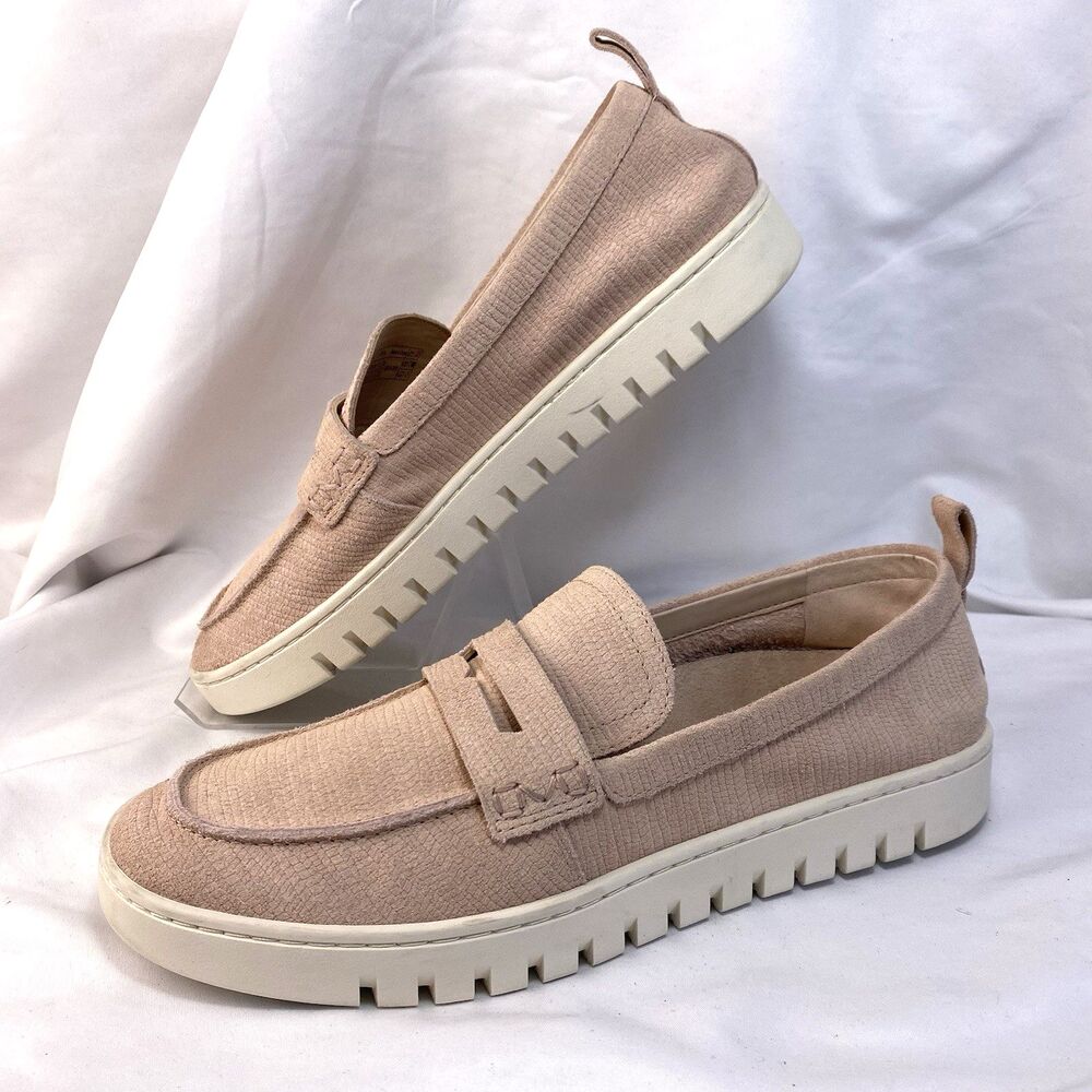 Vionic Uptown Women's Size 10 Nude Embossed Leather Penny Loafers Platform